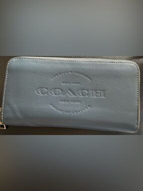 Coach Embossed Leather Wallet in Blue
